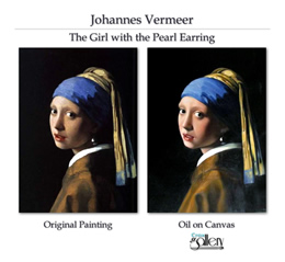 Hand painted replica of a Vermeer painting.