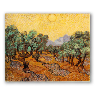 Olive Trees with Yellow Sky and Sun